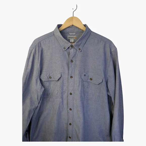 Carhartt Chambray Button Down Workwear Shirt | Relaxed Fit | Size XL - Picture 3 of 8